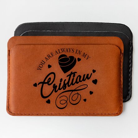 Portofel din piele personalizat cu text - Always in my heart