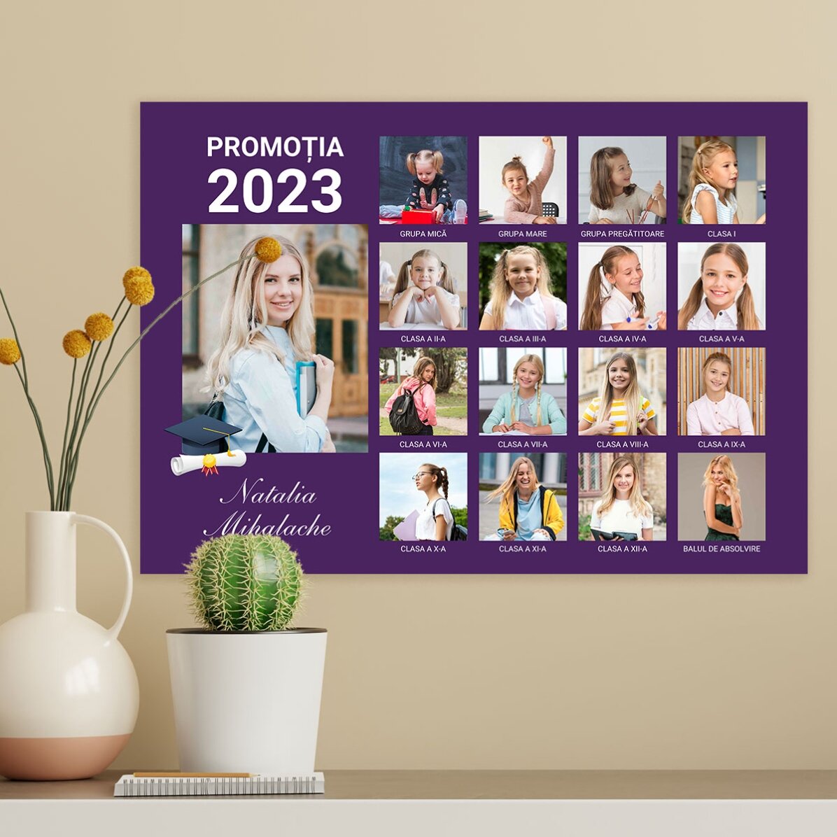 Poster personalizat cu 17 poze și text - Absolvire