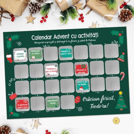 Poster Advent răzuibil personalizat cu mesaje - Activități 