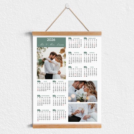 Poster calendar cu agățătoare personalizat cu 3 poze și text