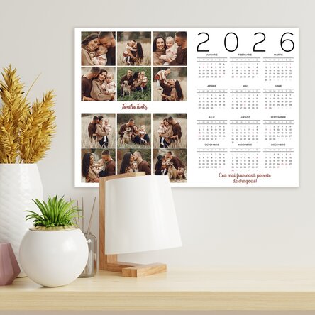 Poster calendar personalizat cu 12 poze și mesaj 