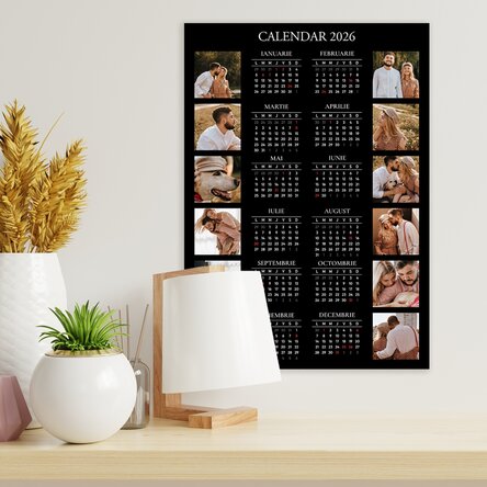 Poster calendar personalizat cu 12 poze și text 