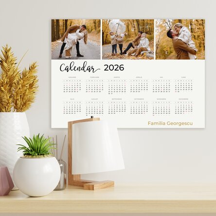 Poster calendar personalizat cu 3 poze și mesaj 