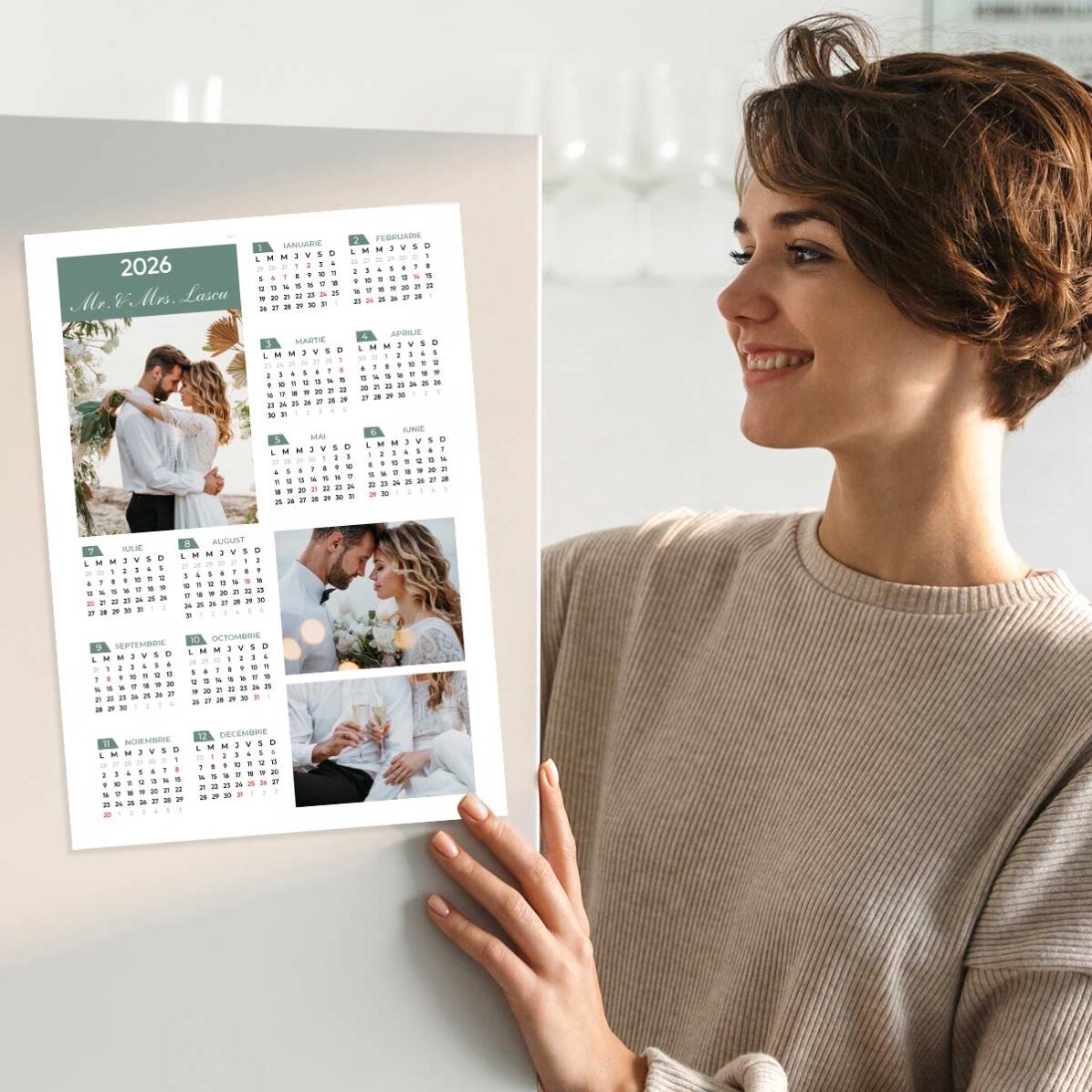 Poster calendar personalizat cu 3 poze și text - portret