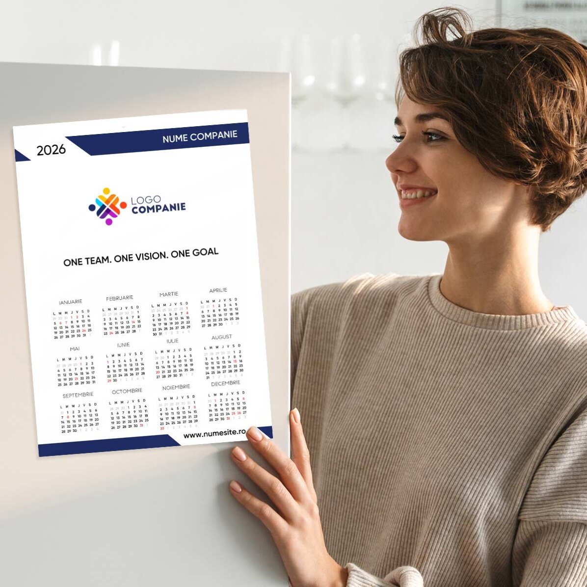 Poster calendar personalizat cu logo și mesaj