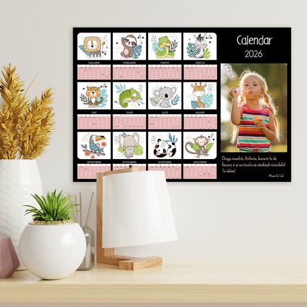 Poster calendar personalizat cu o poză și mesaj - Kids