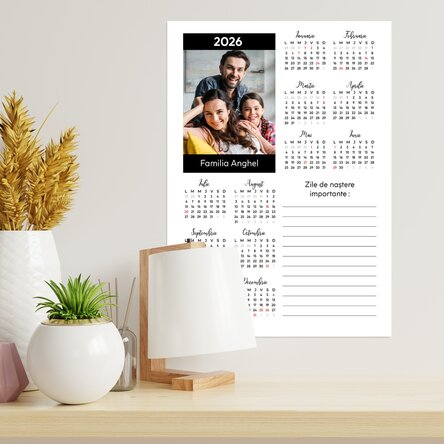 Poster calendar personalizat cu o poză și mesaj - Notițe