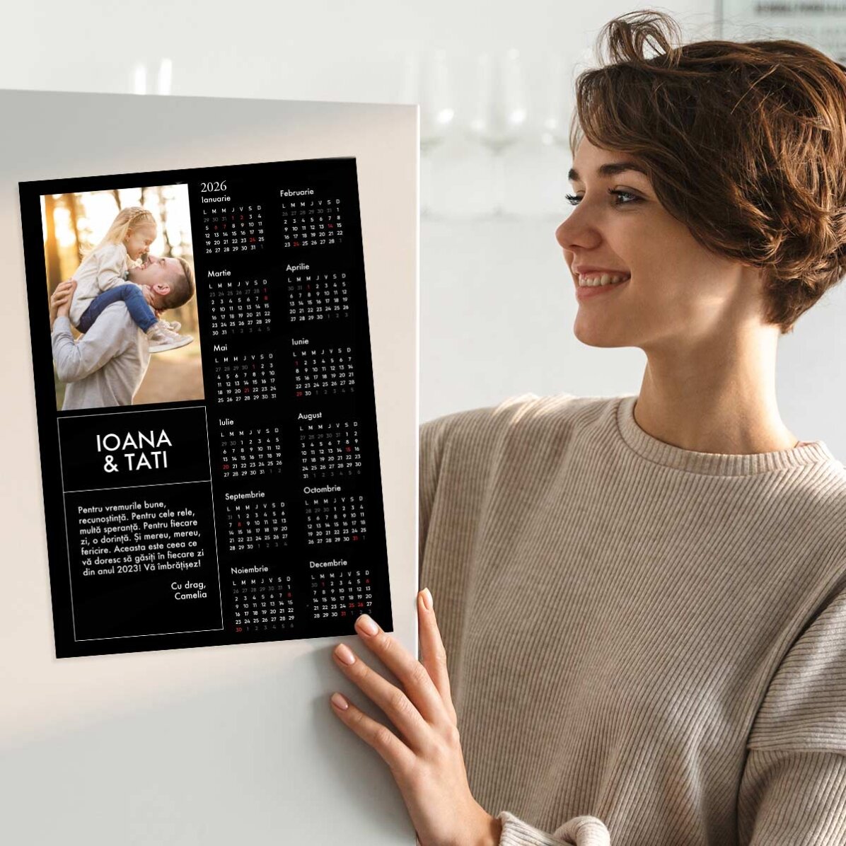 Poster calendar personalizat cu o poză și mesaj