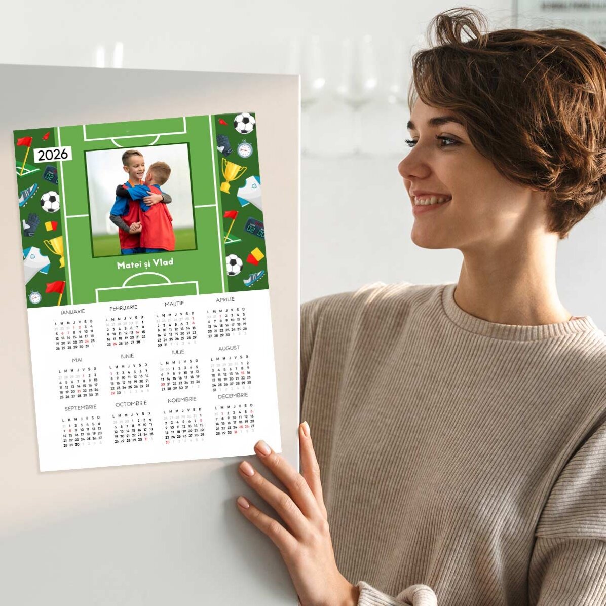 Poster calendar personalizat cu o poză și text - Fotbal 