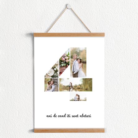 Poster cu agățătoare personalizat cu 6 poze model numărul 4 și mesaj text