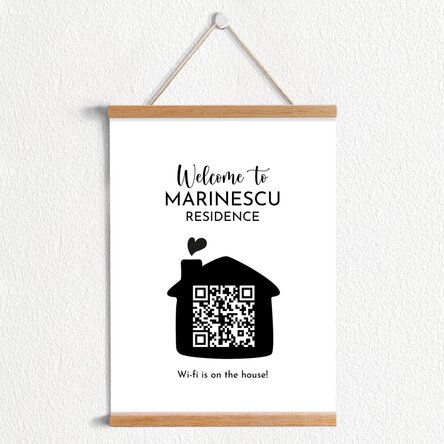 Poster cu agățătoare personalizat cu cod QR - Free Wifi