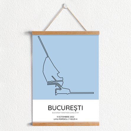 Poster cu agățătoare personalizat cu text - Bucharest Marathon Cursa 21 km