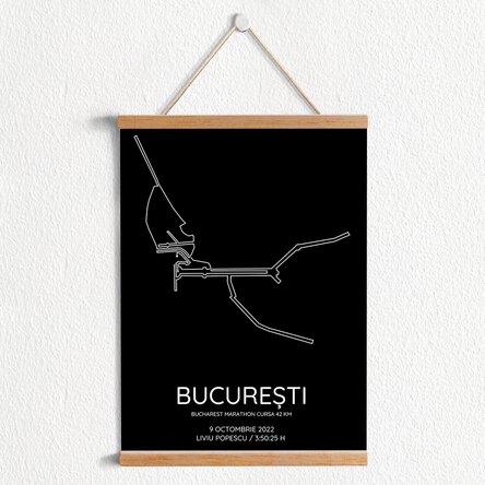 Poster cu agățătoare personalizat cu text și fundal colorat - Bucharest Marathon Cursa 42 km