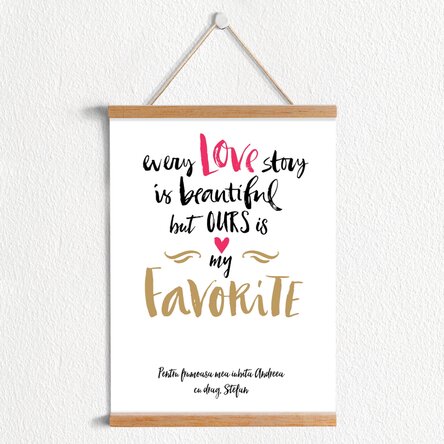 Poster cu agățătoare personalizat Love Story