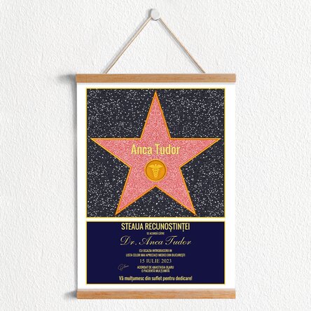Poster cu agățătoare personalizat Steaua recunoștinței - Medicină