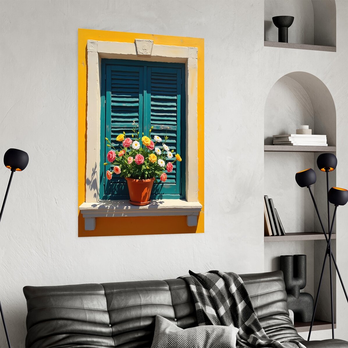 Poster Fereastră cu ghiveci de flori