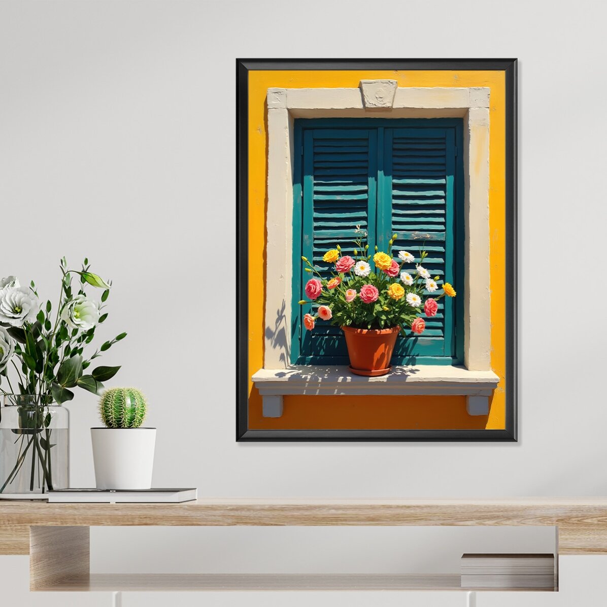 Poster Fereastră cu ghiveci de flori