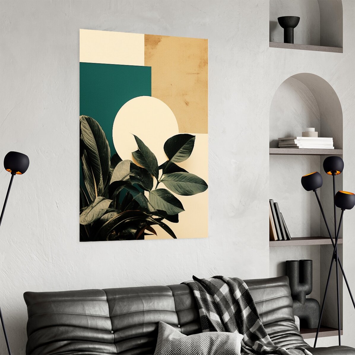 Poster Frunze și forme geometrice