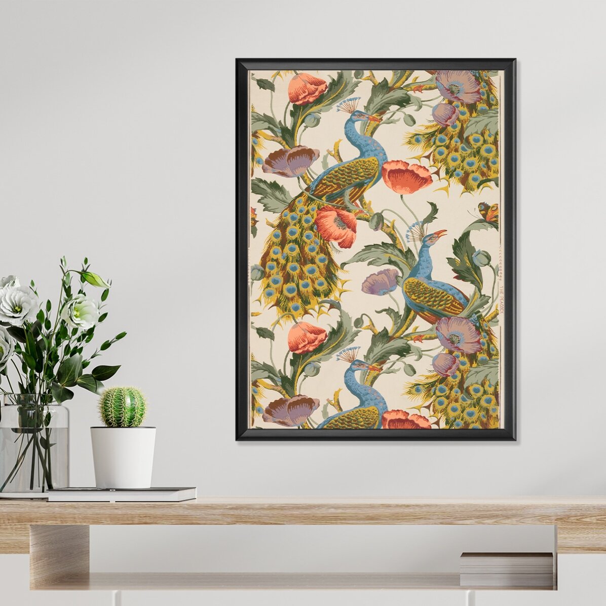 Poster Păuni și maci vintage