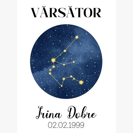 Poster personalizat cu text - Constelația zodiei Vărsător
