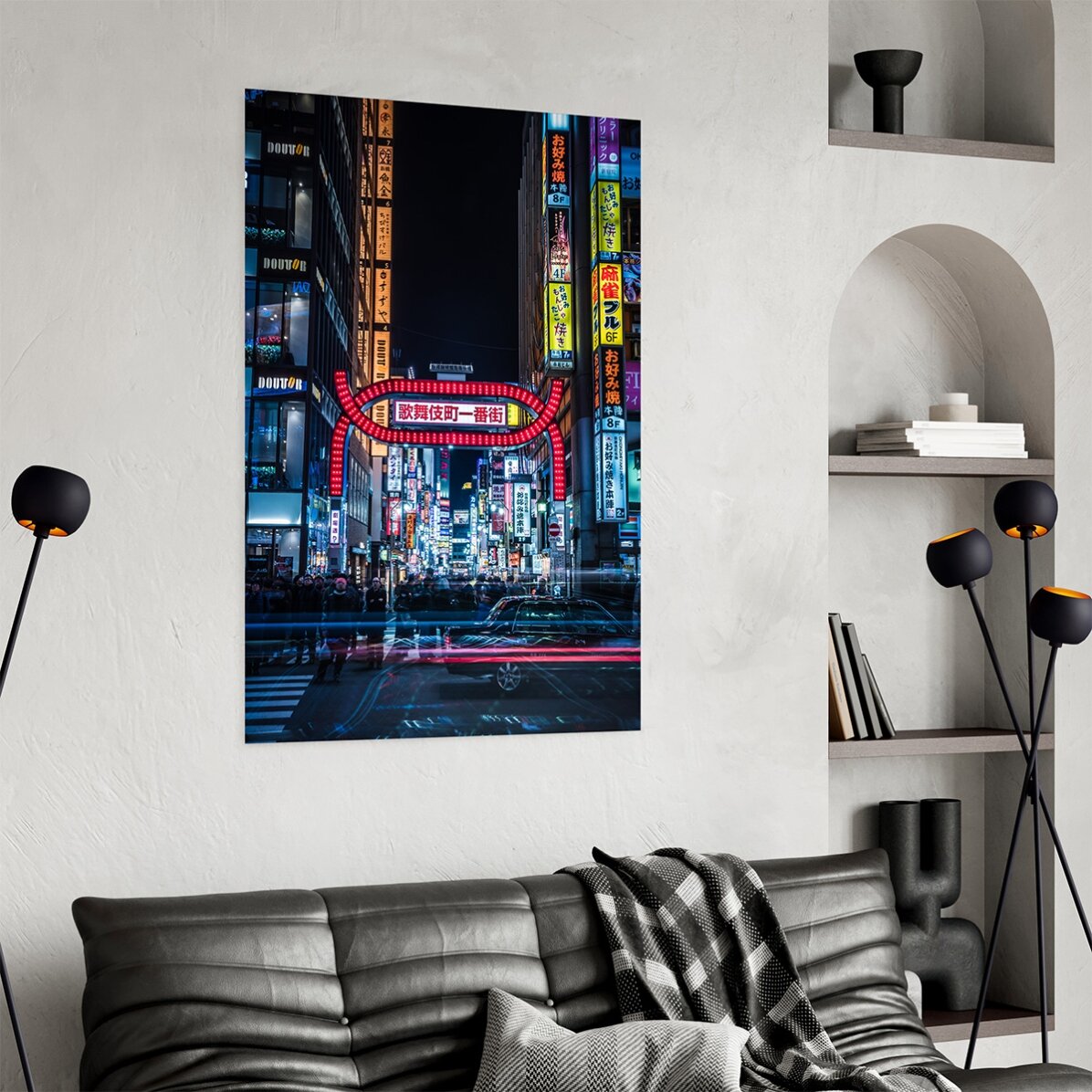 Poster Stradă iluminată în Tokyo, Japonia