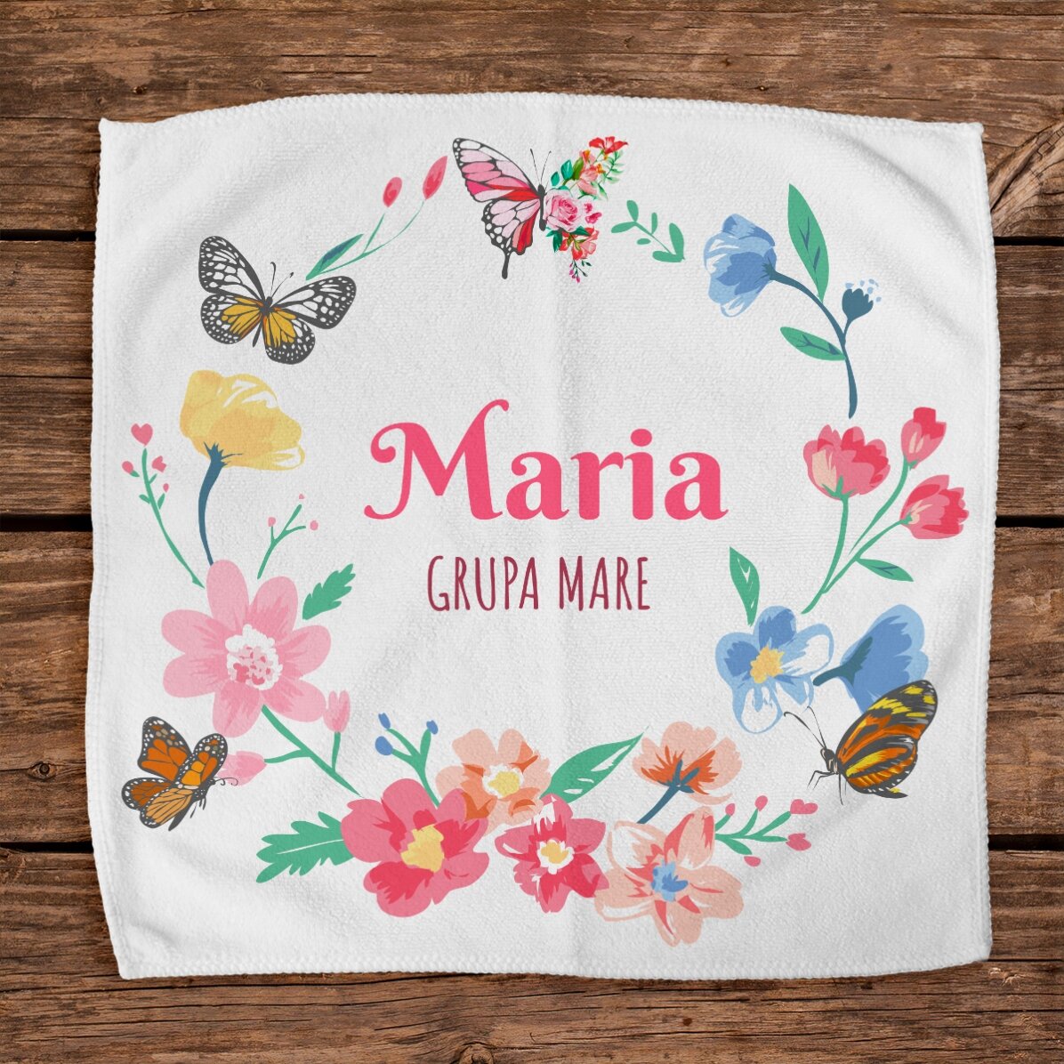 Prosop personalizat cu text - Fluturi colorați