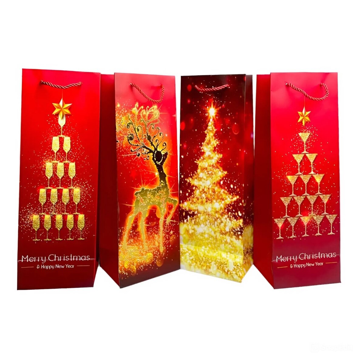 Pungă cadou pentru sticlă - Crăciun