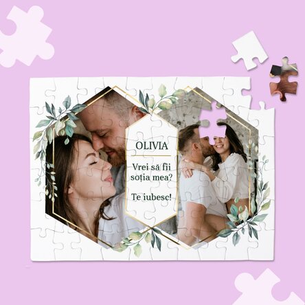 Puzzle personalizat cu 2 poze și mesaj - Momente speciale