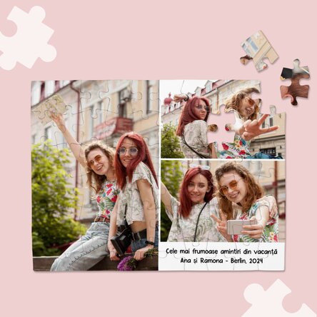 Puzzle personalizat cu 3 poze și text 