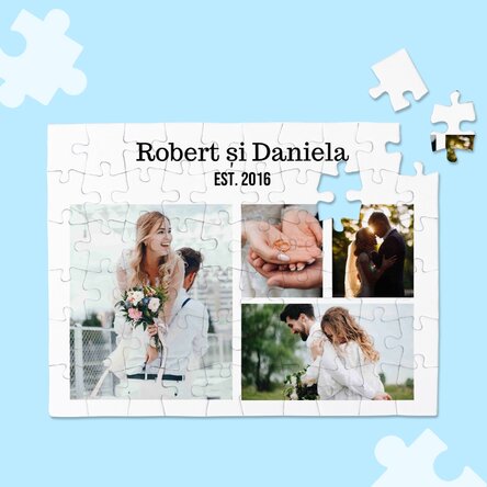 Puzzle personalizat cu 4 poze și text - Sweet memories
