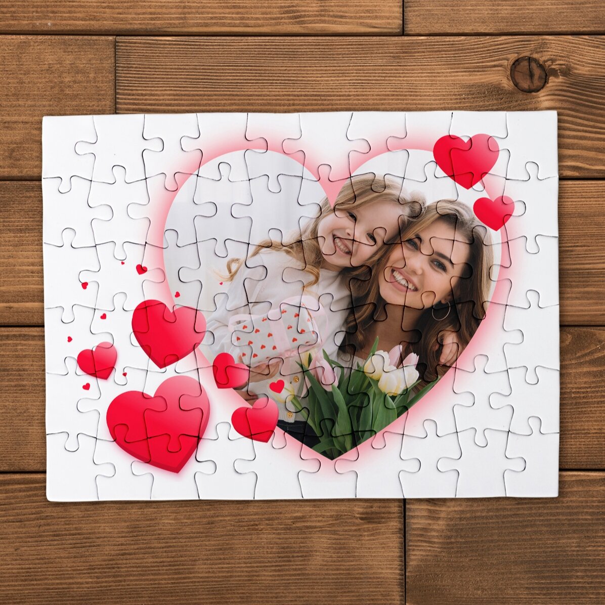 Puzzle personalizat cu o poză și text 20x15 cm - Inimă