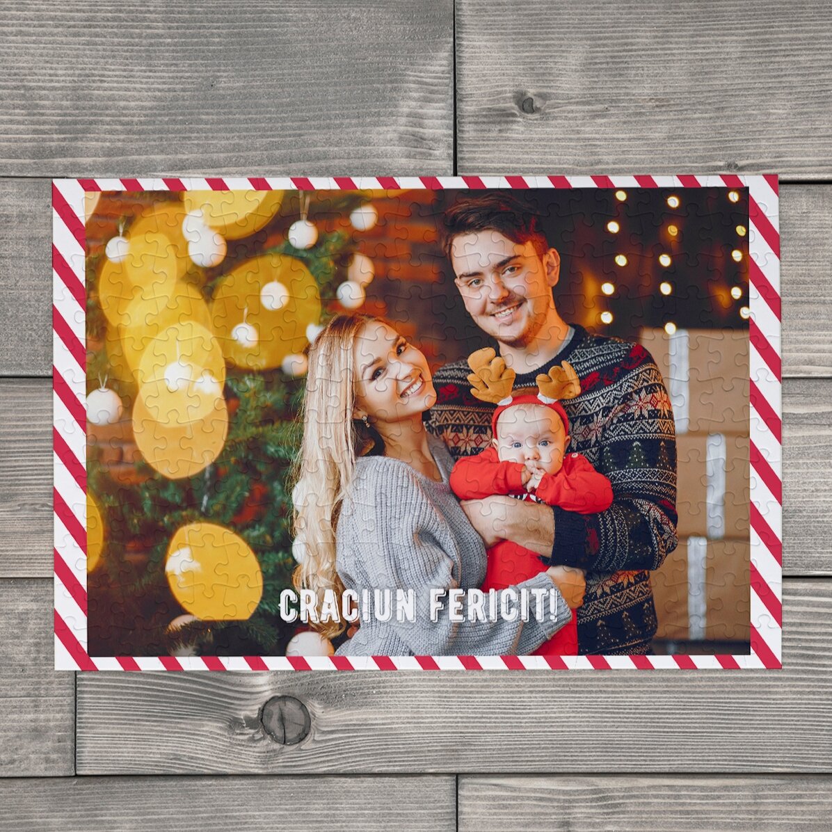 Puzzle personalizat cu o poză 40x28,5 cm - Crăciun fericit