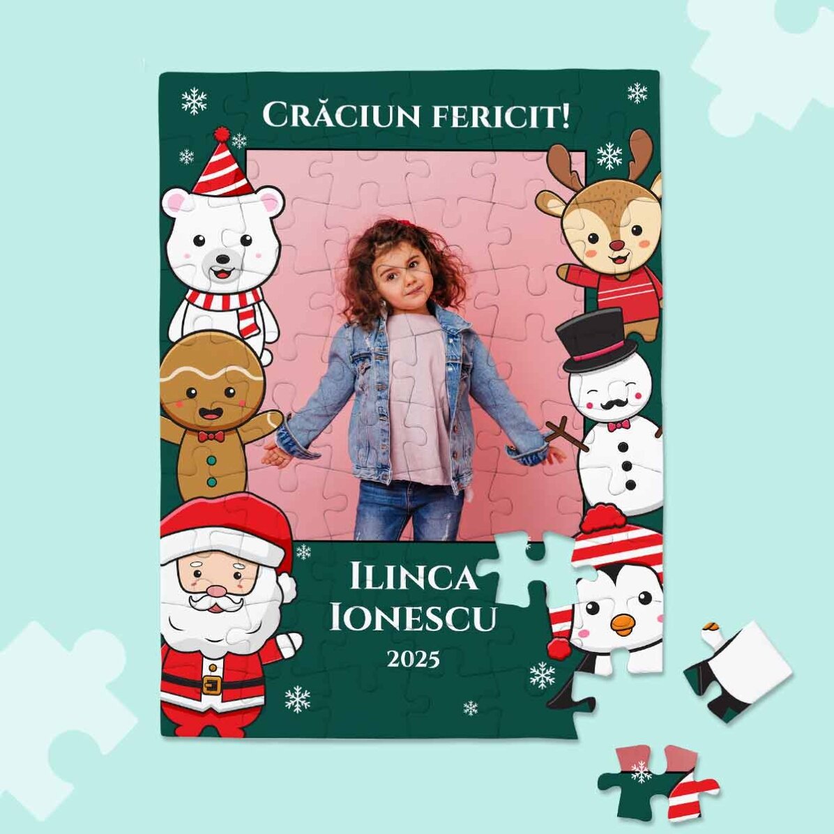 Puzzle personalizat cu o poză și mesaj - Crăciun