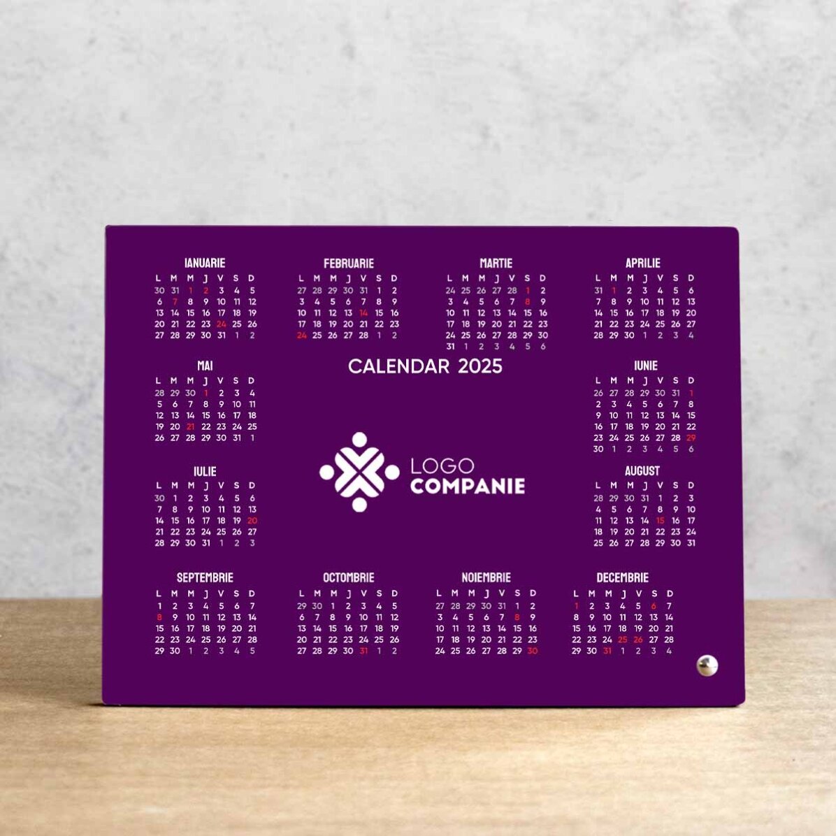 Ramă foto de birou personalizată cu logo și calendar