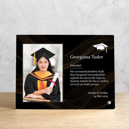 Ramă foto de birou personalizată cu o poză și text - Absolvire