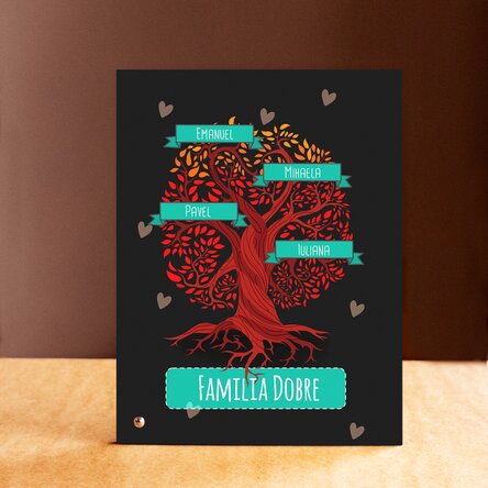 Ramă foto de birou personalizată cu text - Arborele Familiei