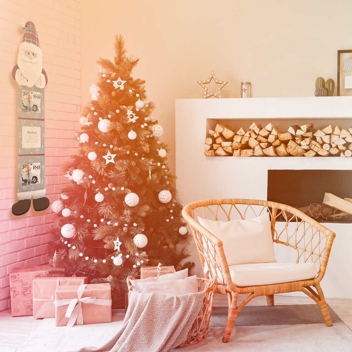 Ramă foto Moș Crăciun cu 3 poze - model Theon