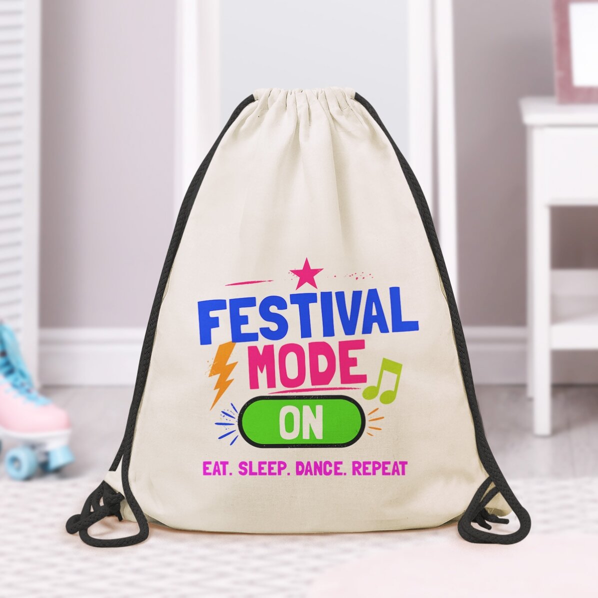 Személyre szabott hátizsák felirattal – Festival mode on