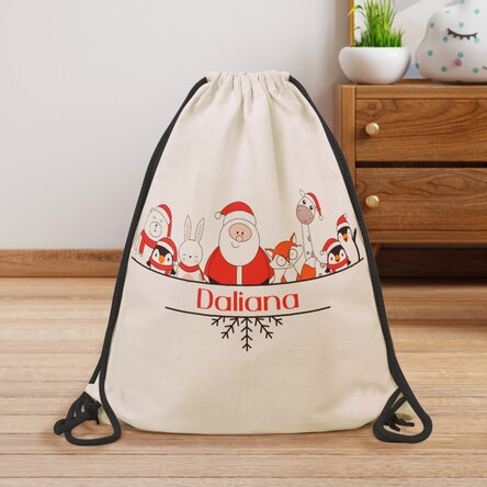 Rucsac personalizat cu nume - Personaje de Crăciun