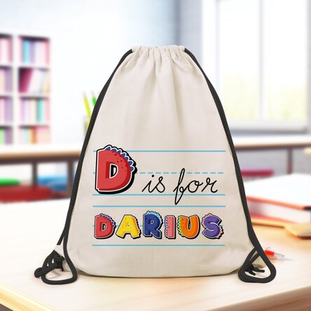 Rucsac personalizat cu nume și mesaj - Model dinozaur