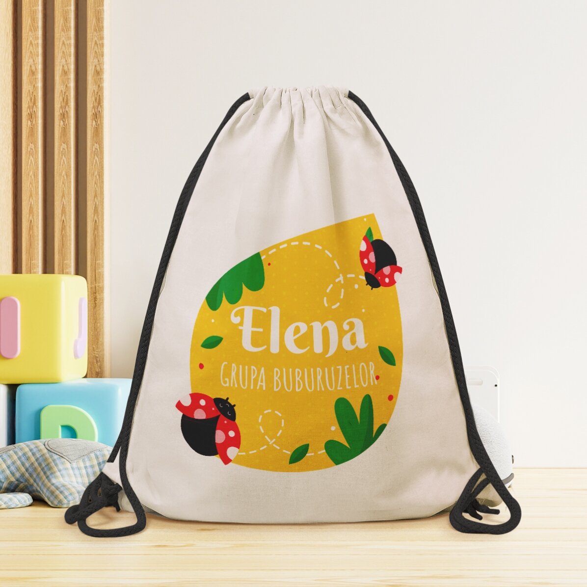 Rucsac personalizat cu text - Buburuze