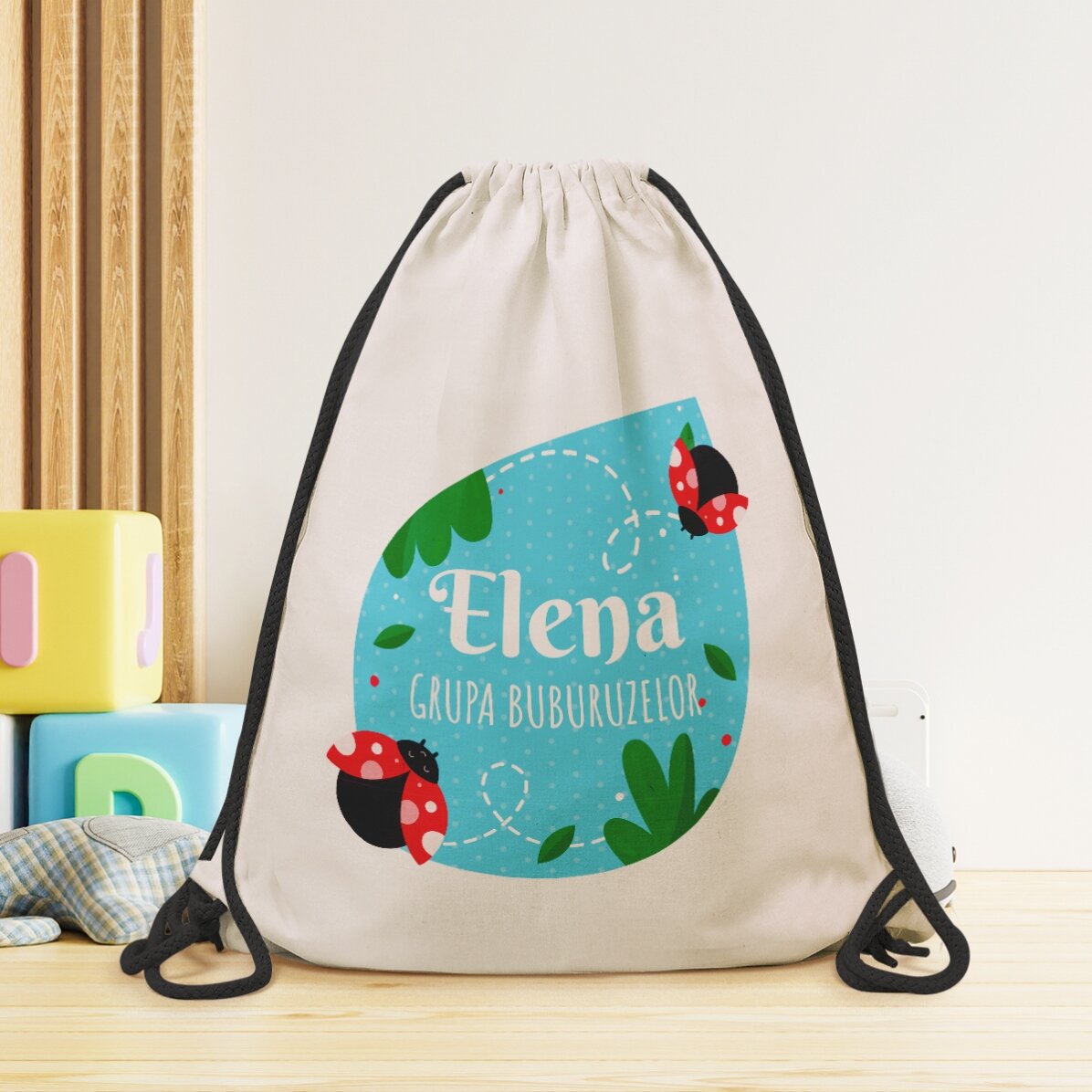 Rucsac personalizat cu text - Buburuze