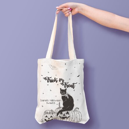 Sacoșă personalizată cu nume - Halloween cat