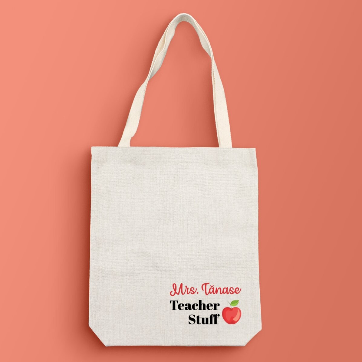 Sacoșă personalizată cu text - Apple