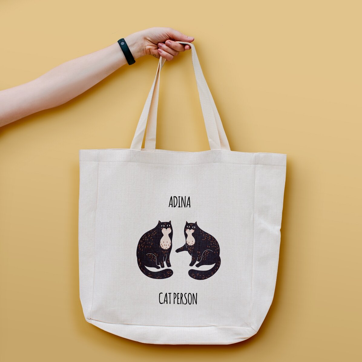 Sacoșă personalizată cu text - Cat person