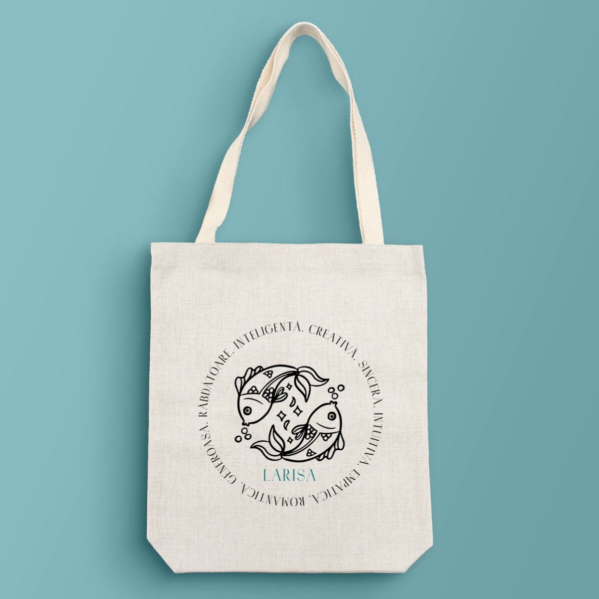 Sacoșă personalizată cu text - Zodia Pești