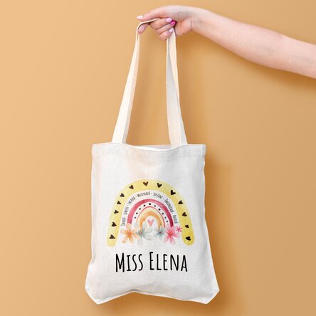 Sacoșă personalizată cu nume pentru învățătoare