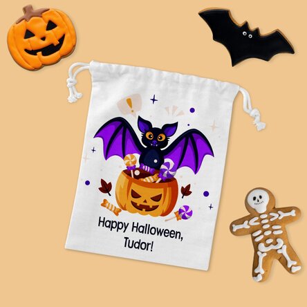 Săculeț mic pentru cadouri personalizat cu text - Halloween