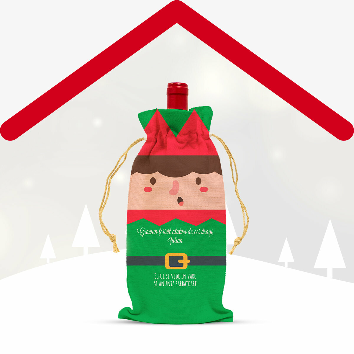 Személyre szabott táskák karácsonyi borosüvegekhez