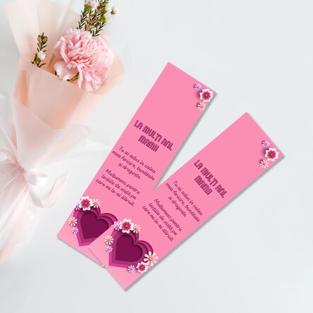 Semn de carte personalizat cu mesaj - Pink heart